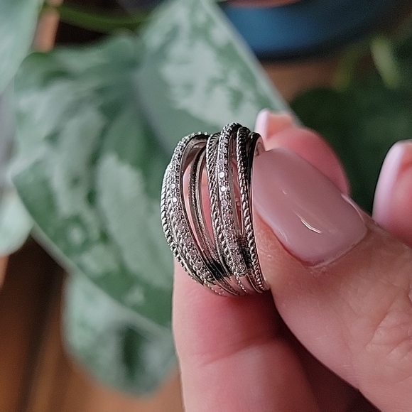 Sterling Silver Micro CZ Statement Ring - Picture 1 of 9